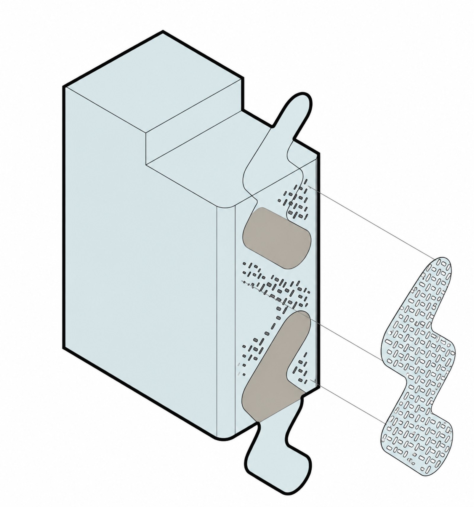 Diagram 5: The store logo becomes the organising element of the facade