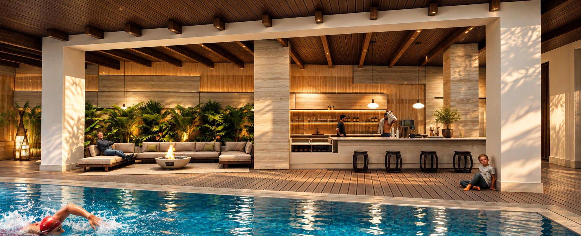 Hai Dimashq Private Residence, pool lounge and outdoor kitchen