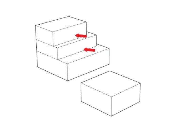 Diagram 2: Stepped terraces. With the sun almost overhead, the main mass steps back so light reaches every floor through the day. Like the old houses of the region, the terraces let the family meet between floors while each keeps its privacy.