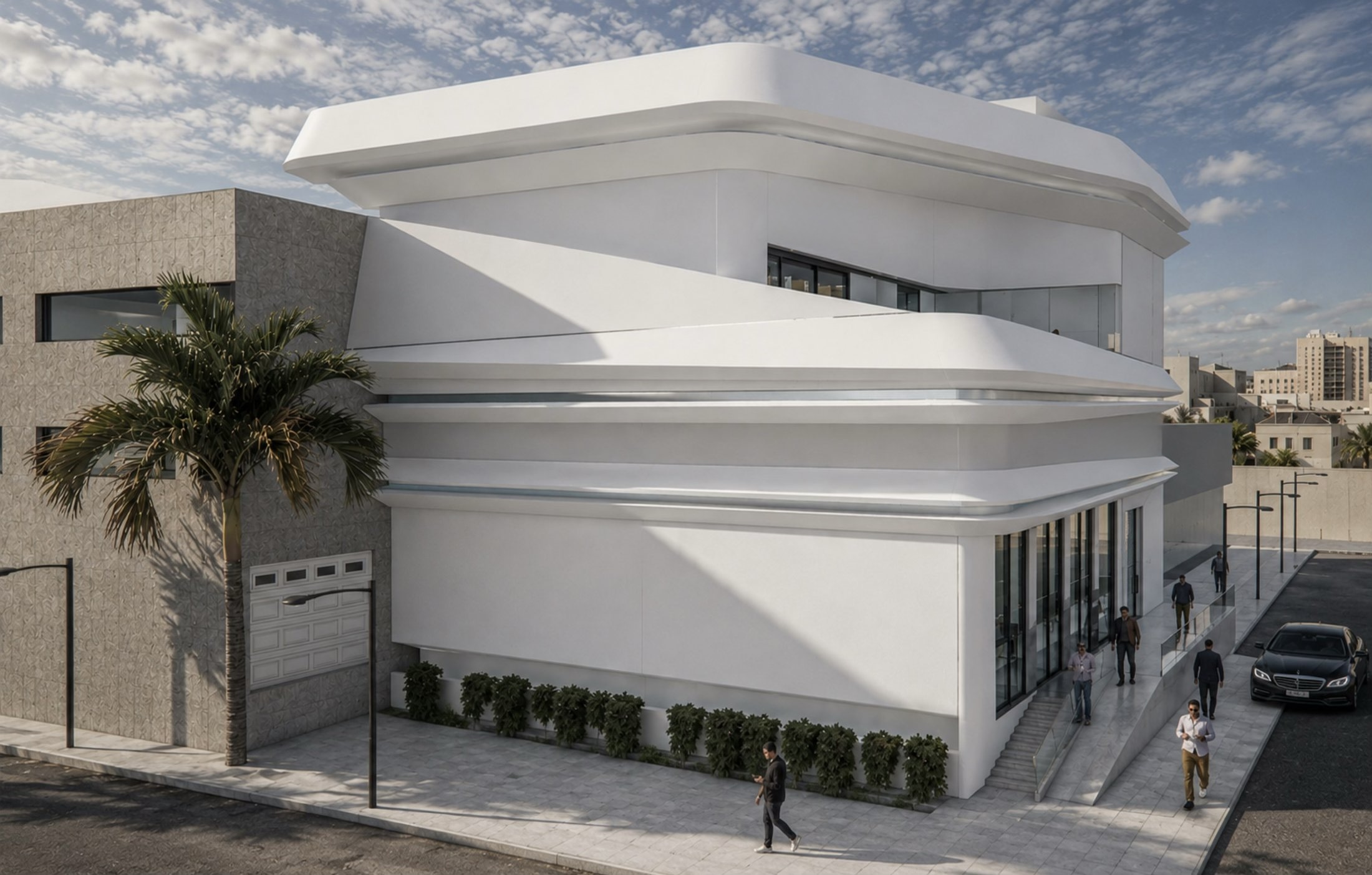 Renovated facade of the headquarters, rendering