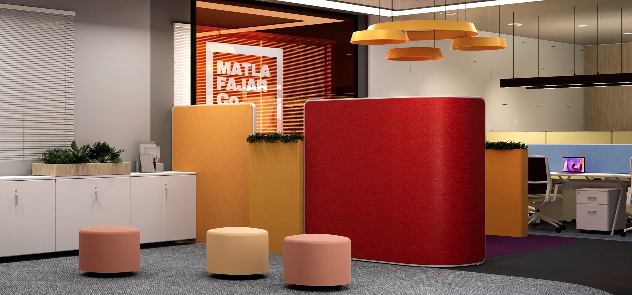 First floor lounge with red booth