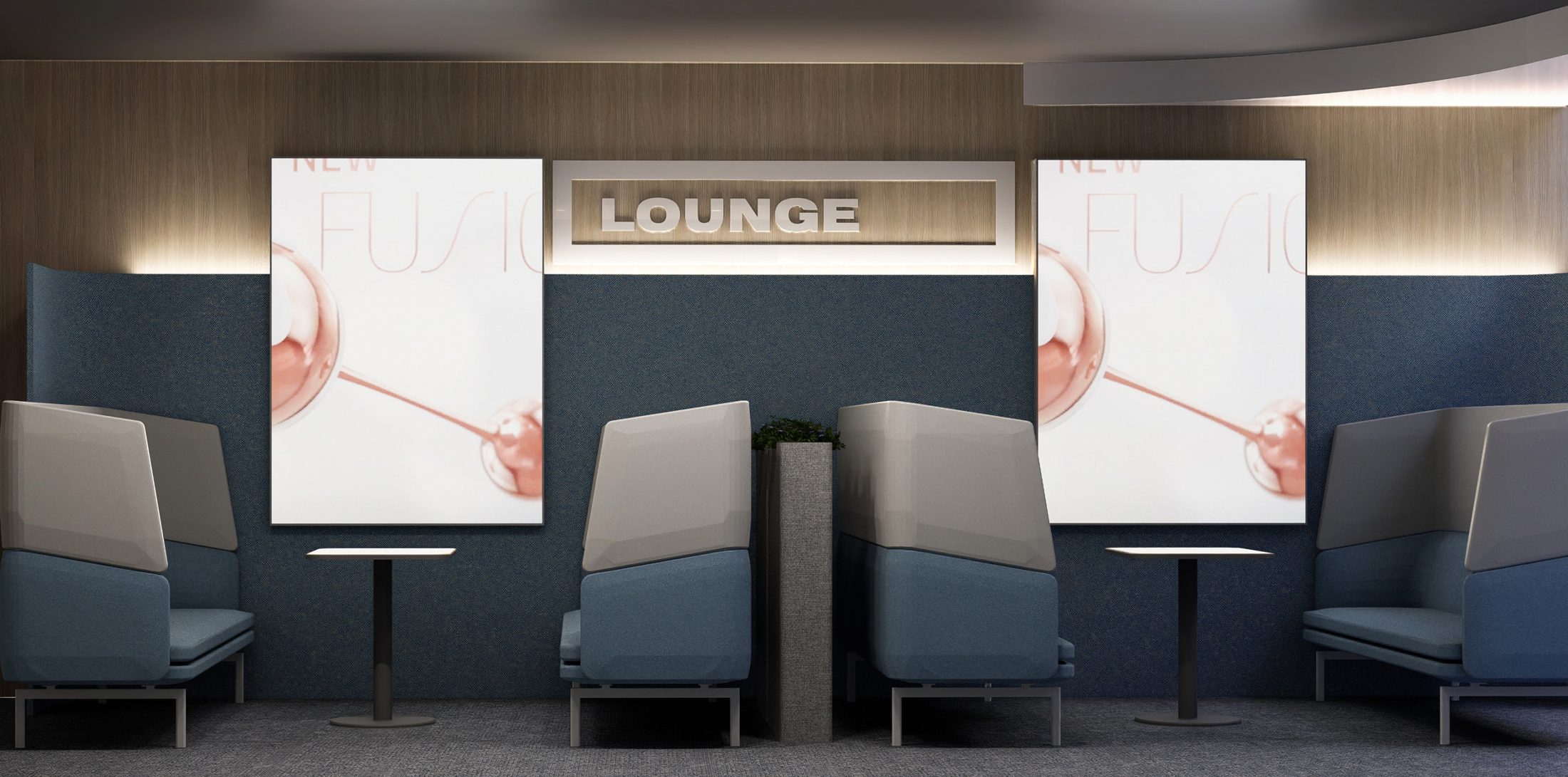 Lounge with high-back booths