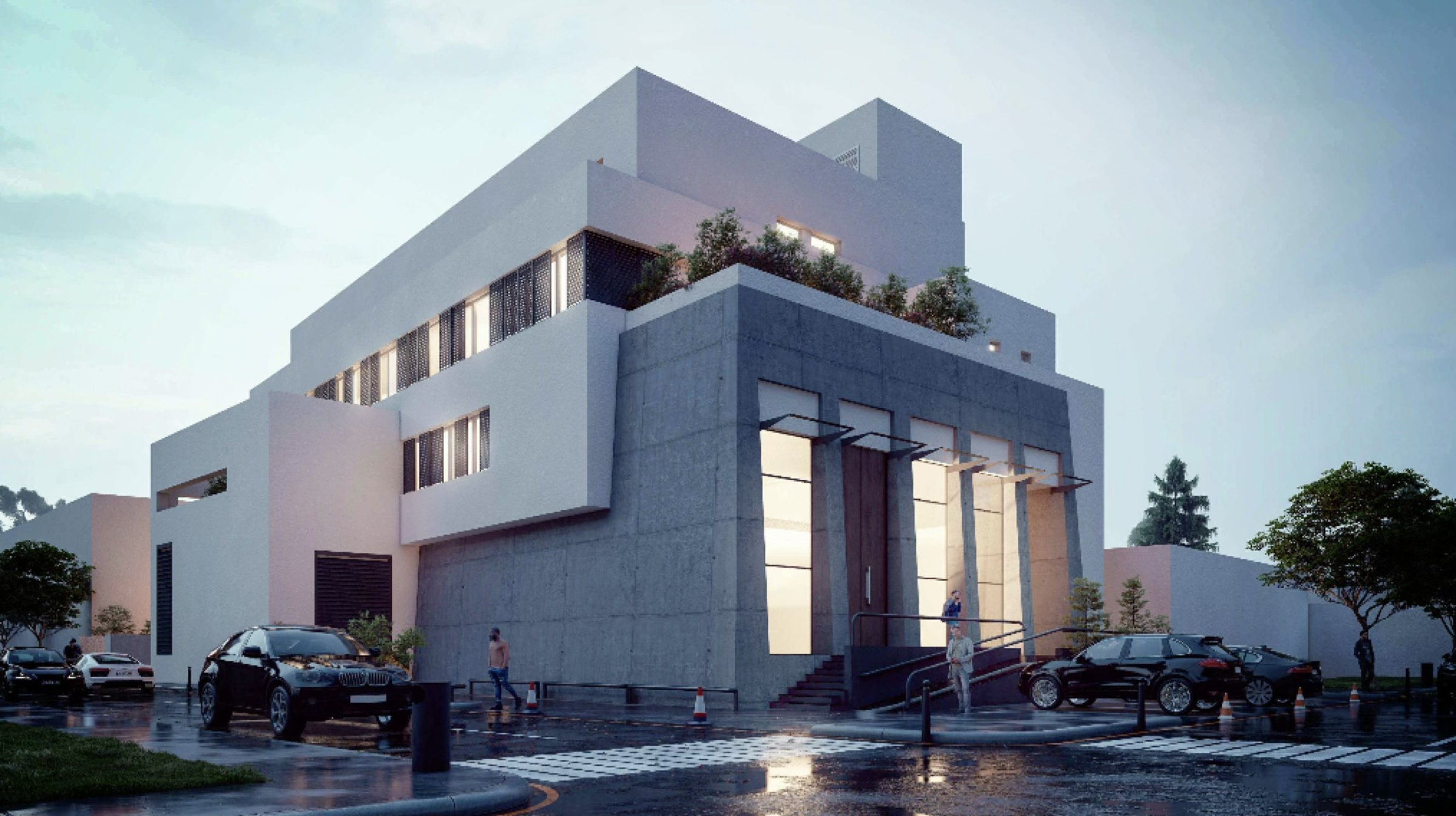 Photo: before, the original building with its exposed concrete base