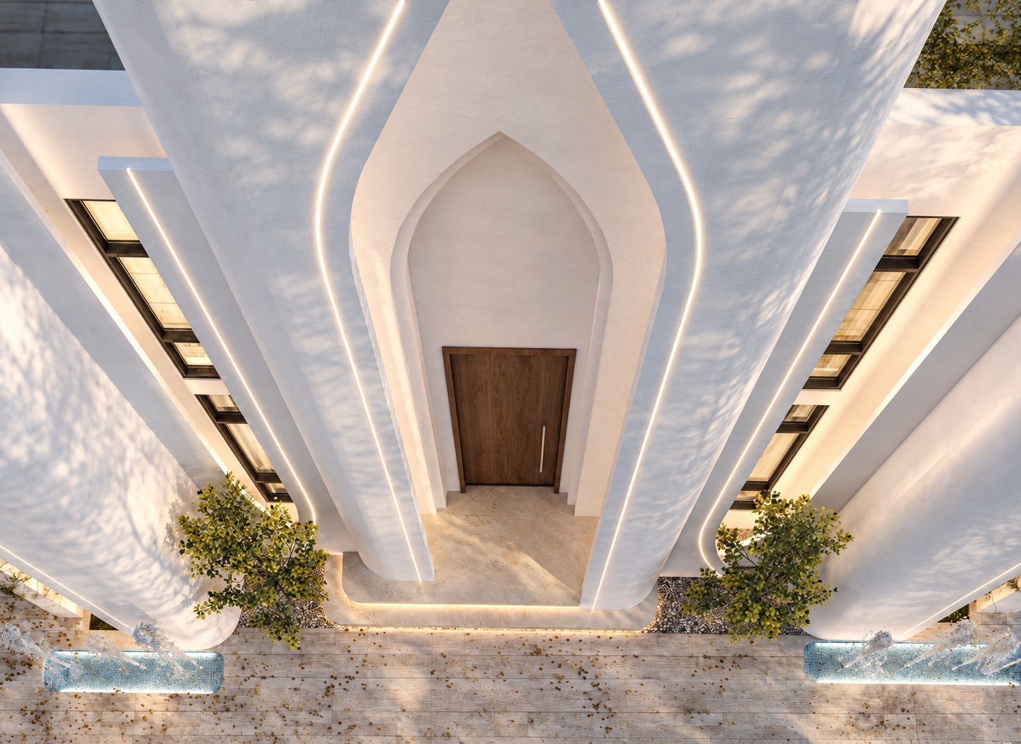 Nofleen Private Residence, entrance seen from above
