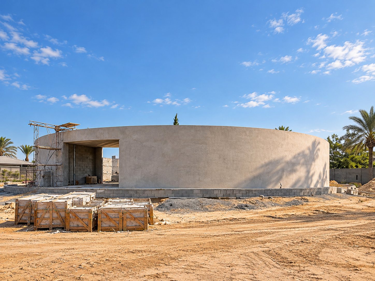 Photo: The Private Circle, enclosure wall under construction